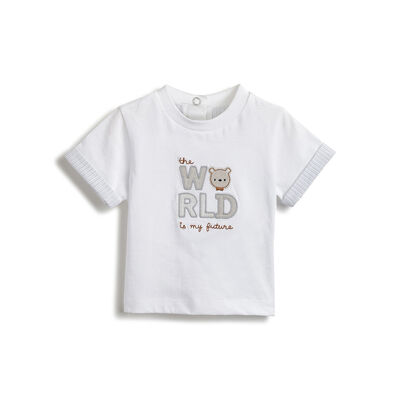 Boys White Graphic Printed Short Sleeve T-Shirt